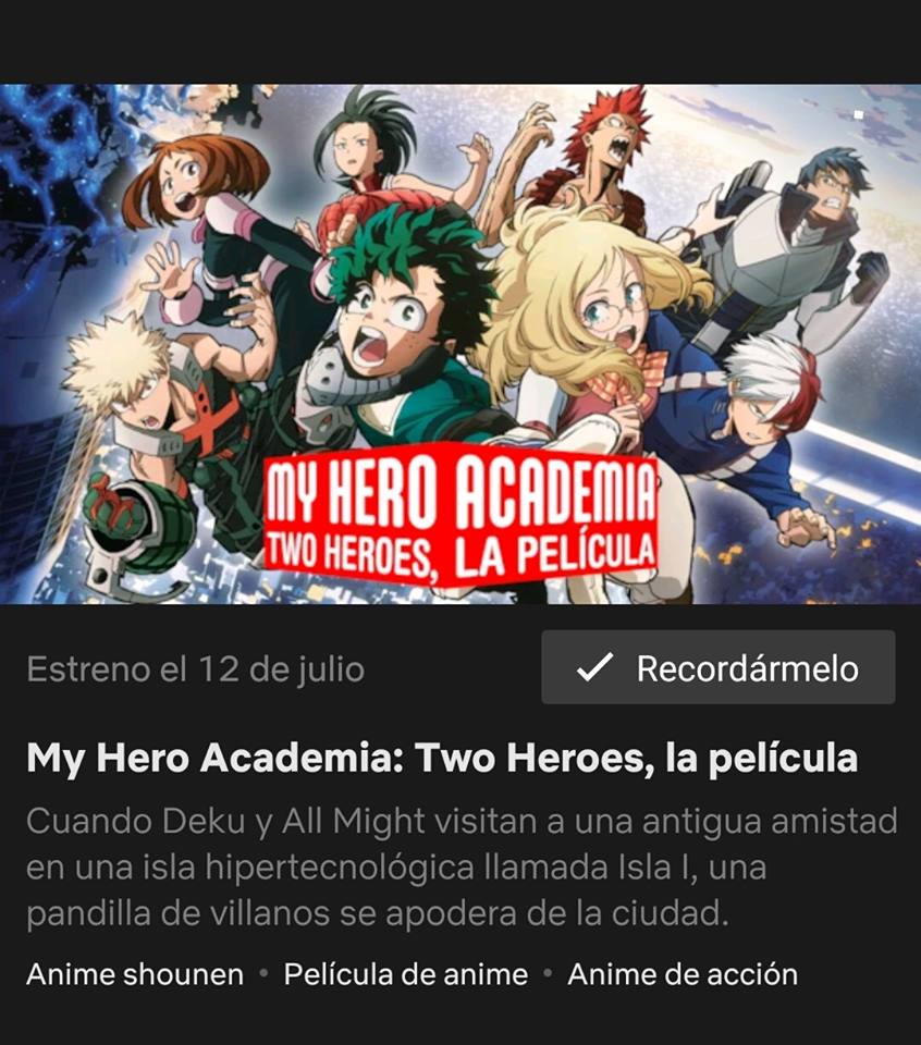 Boku No Hero Academia: Futari No Hero ya tiene fecha de estreno en Netflix