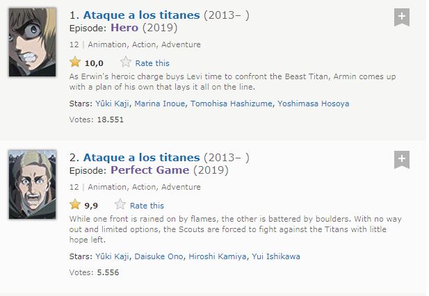 Shingeki no Kyojin tiene los dos mejores episodios de la historia de la televisión