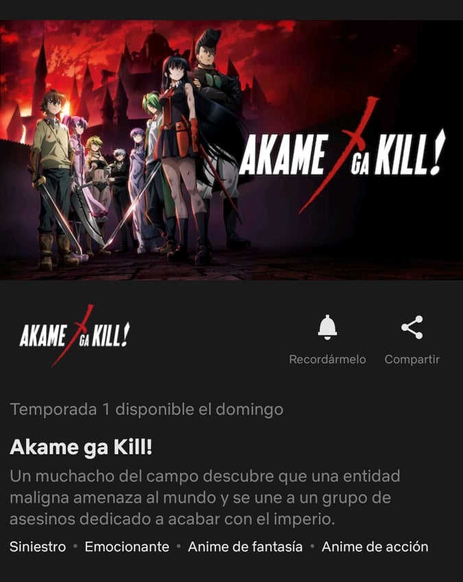 Akame Ga Kill llega a Netflix este fin de semana