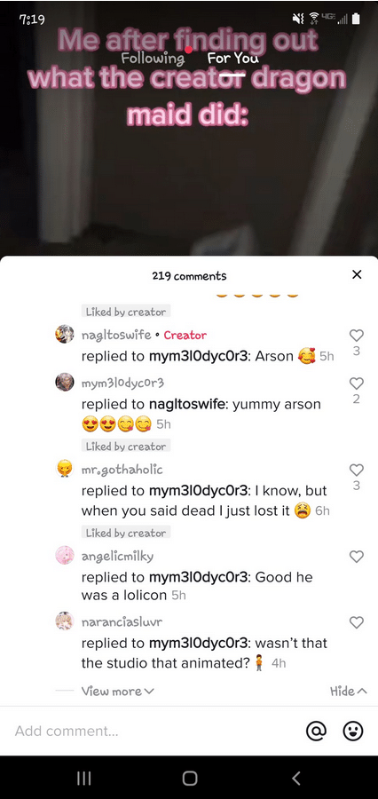 Usuarios en TikTok celebran el ataque a Kyoto Animation y el fallecimiento del director de Kobayashi-San