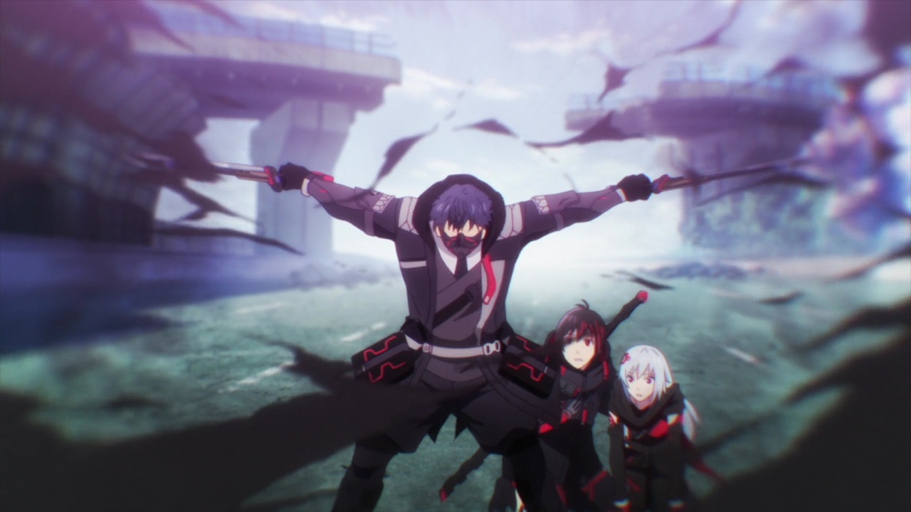 Scarlet nexus - seto apoyando a yuito y kasane