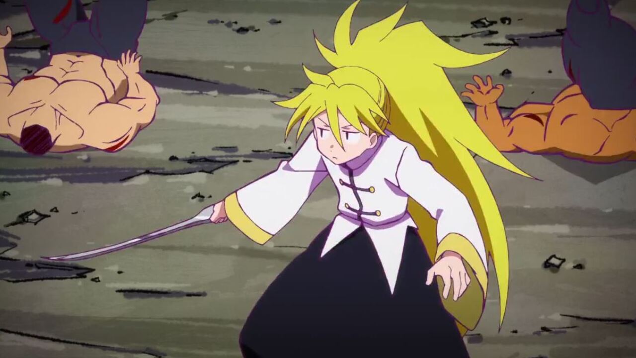 Heion Sedai no Idaten-tachi Rin vs hombres musculosos
