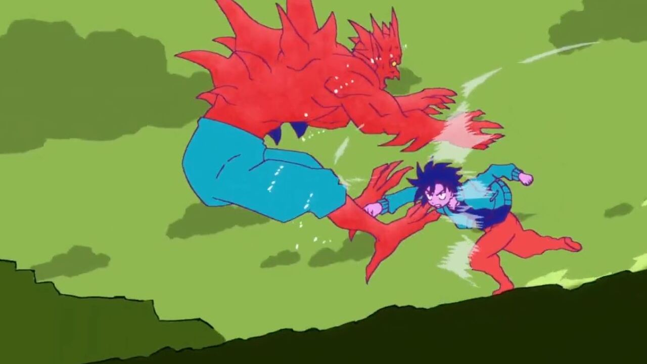 Heion Sedai no Idaten-tachi Hayato golpeando a Nept transformado