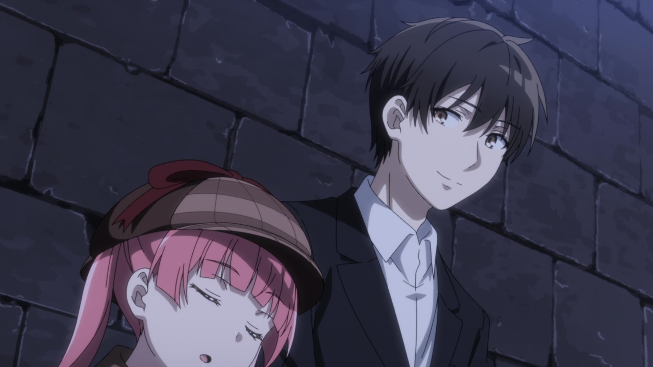 tantei wa mou shindeiru - alice esta dormida mientras kimihiko hace el trabajo