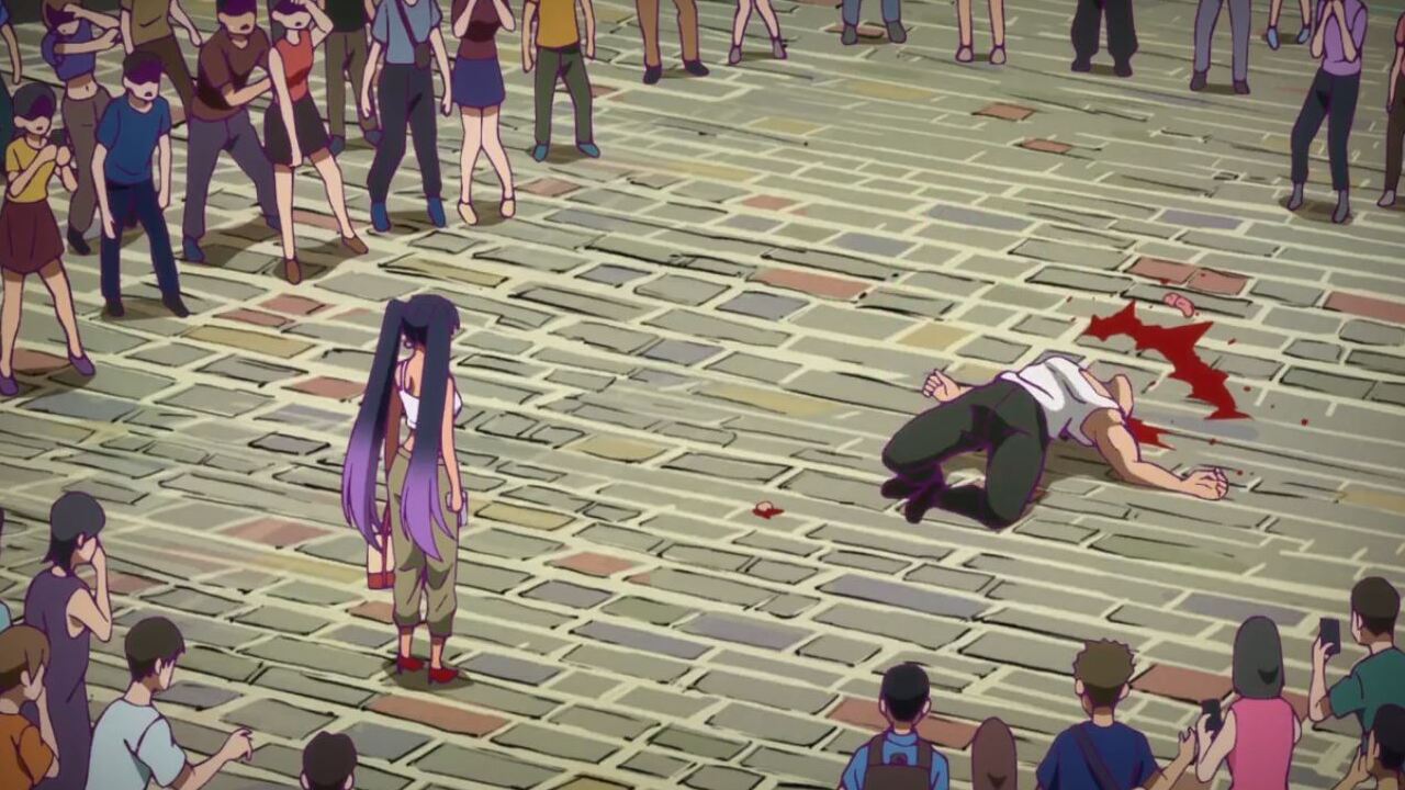 Heion Sedai no Idaten-tachi Miku matando un civil