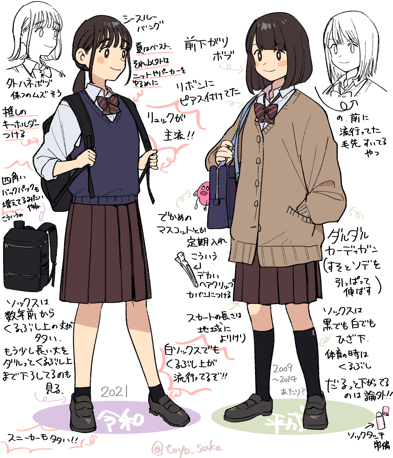 moda de las colegialas japonesas 2010 vs 2021