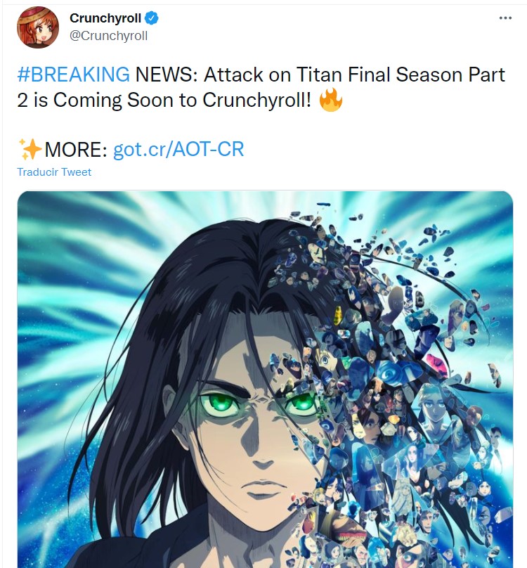 Estas son las plataformas donde podrás ver Shingeki no Kyojin: The Final Season Parte 2