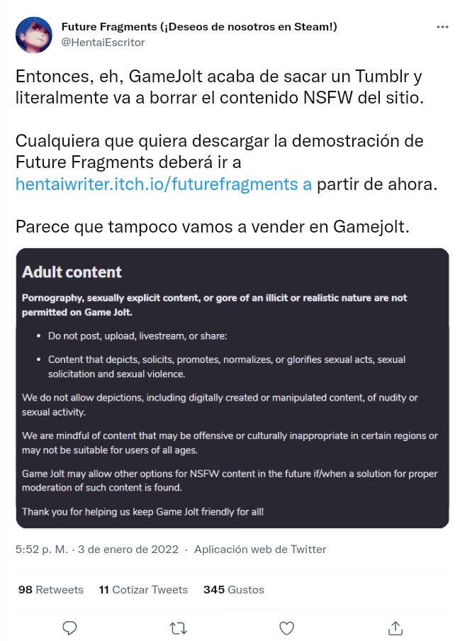 Comentario a GameJolt