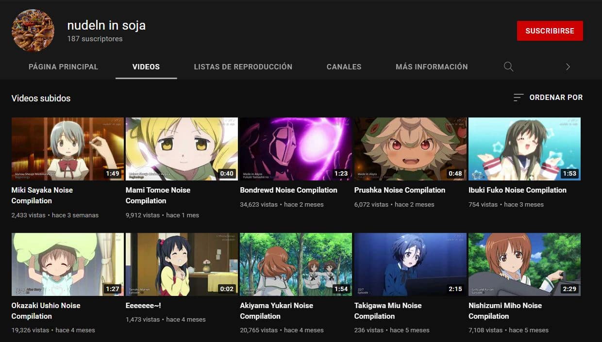 Canal YouTube sonidos waifus anime