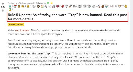 termino trapito baneado de reddit