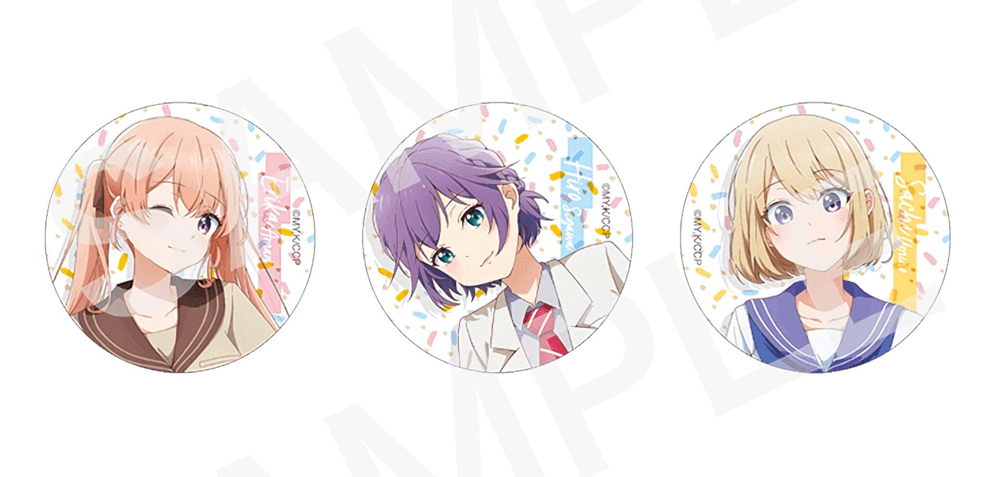 Kakkou no Iinazuke exhibicion insignias de lata