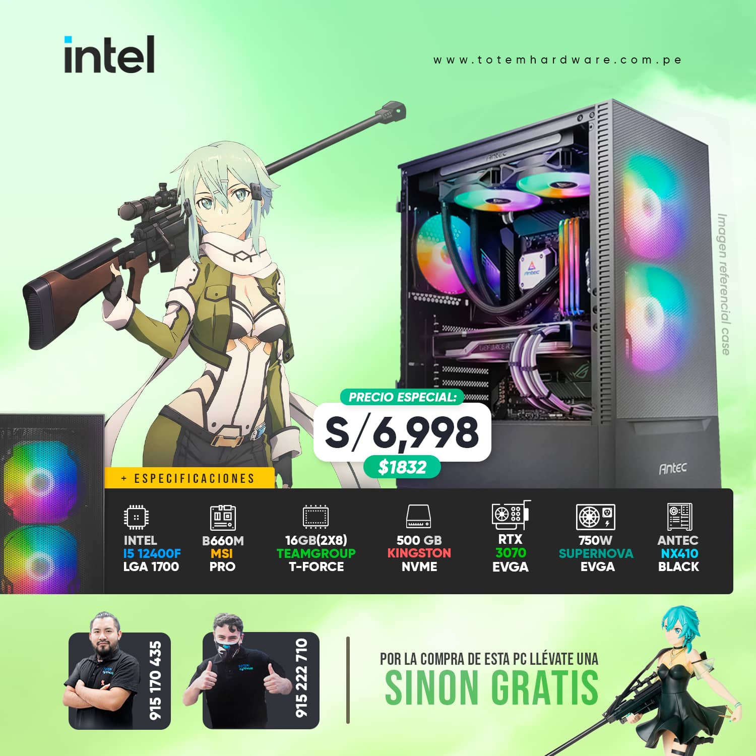 pc gamer con una waifu incluida Sinon