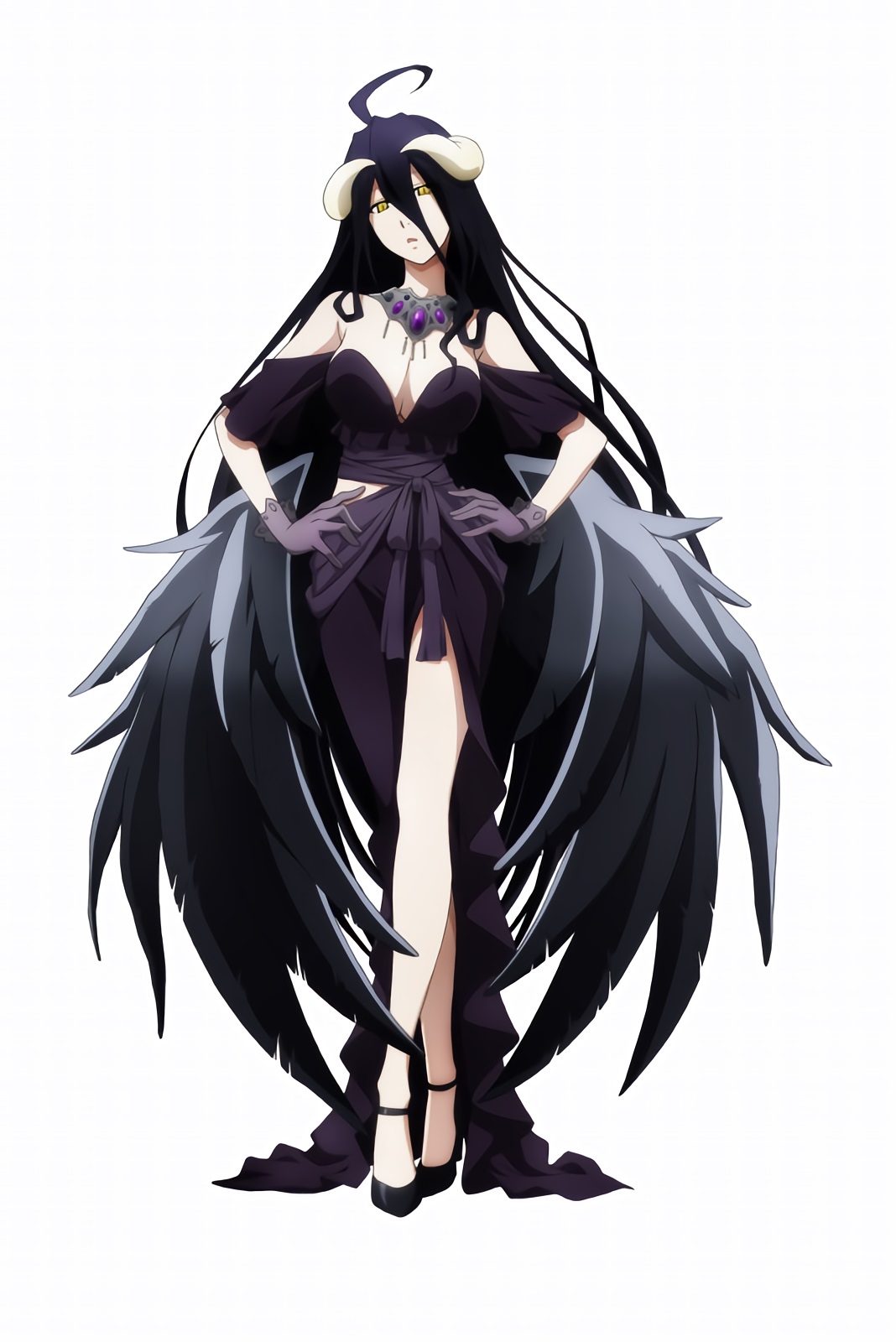 Overlord Albedo viste un hermoso vestido para una ilustración