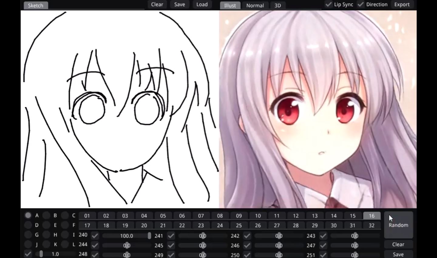 Bocetos ilustraciones de anime aplicación