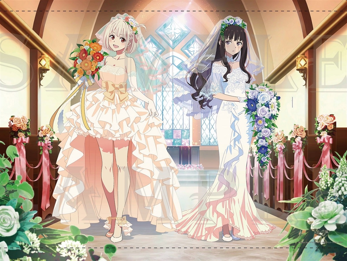 Lycoris Recoil Chisato y Takina lucen vestidos de novia para su boda y causan furor