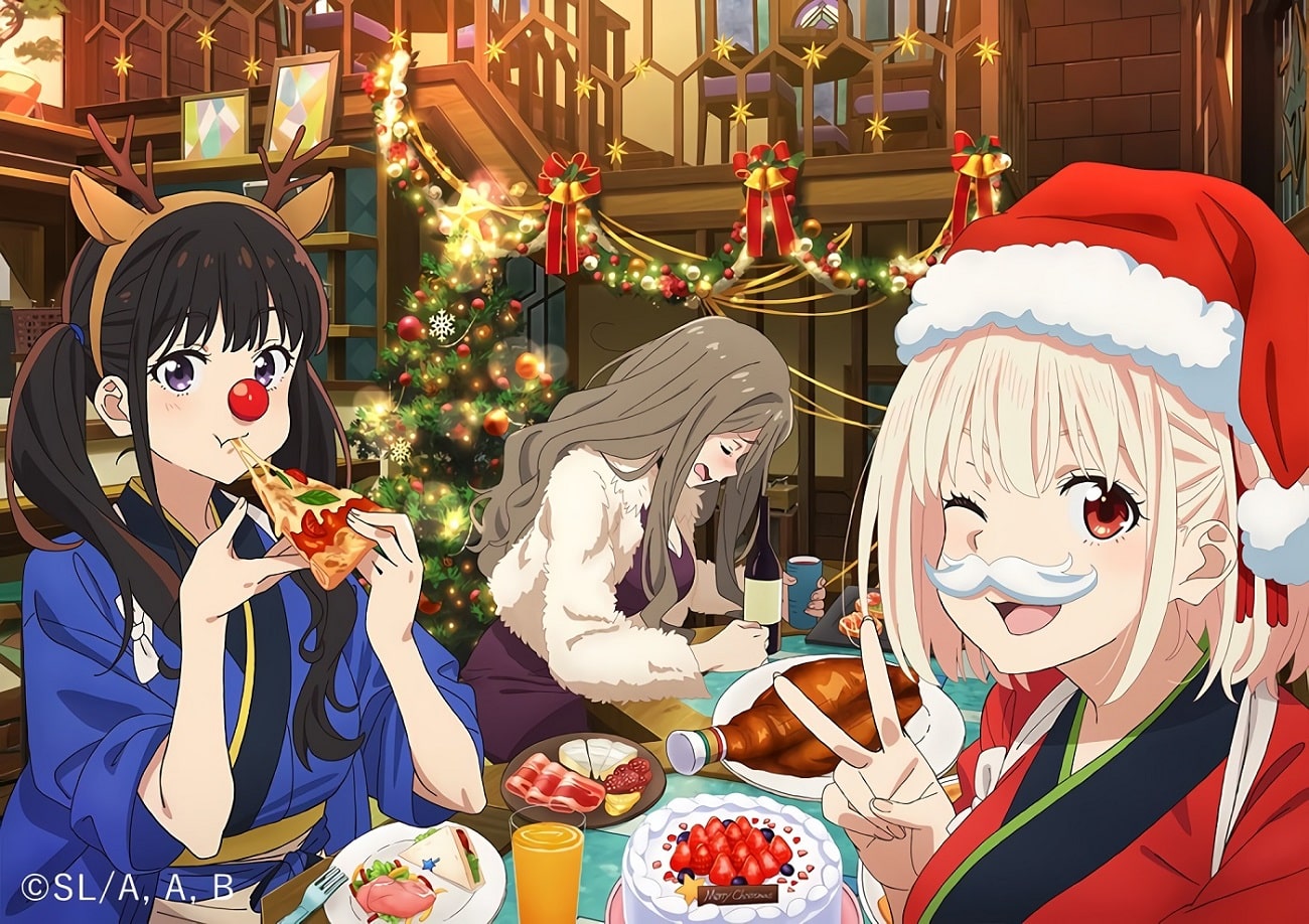 Lycoris Recoil Chisato y Takina celebran la navidad