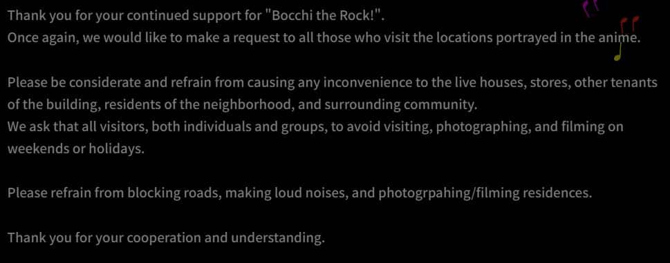 Fanáticos de Bocchi the Rock! generan problemas en lugares reales de Japón