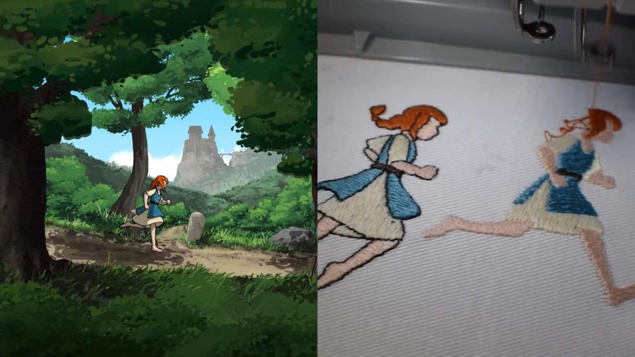 Scarlet Deer Inn, el juego hecho completamente con bordado.