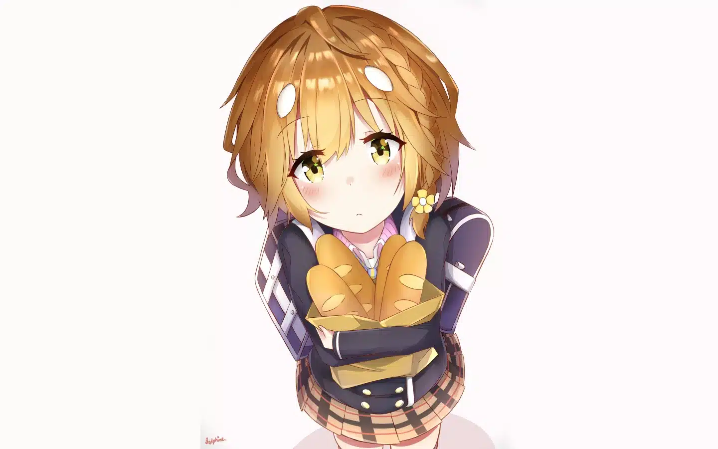 Yoshino koiwai masamune-kun's revenge r imagen de Yoshino en su uniforme escolar sosteniendo unos panes