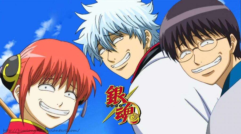 Gintoki, Shinpachi, and Kagura from Gintama