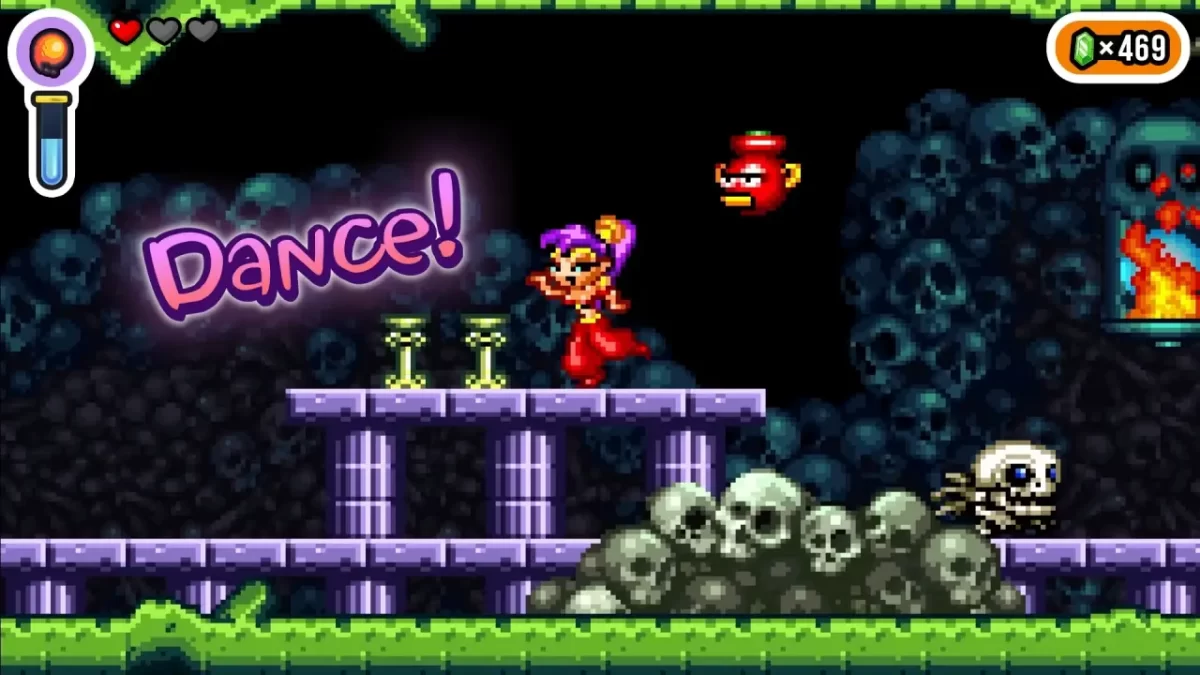 Shantae bailando en Shantae Advance: Risky Revolution