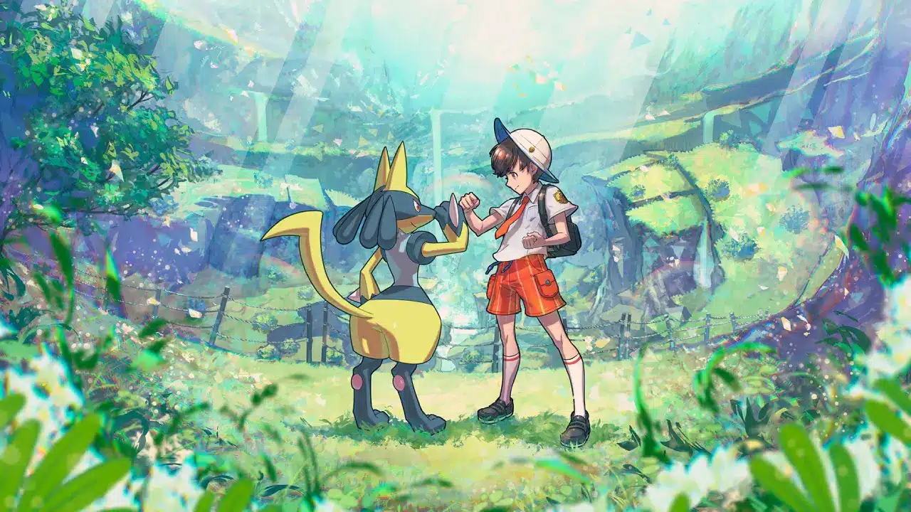 Póster oficial del Lucario Shiny en Pokémon Escarlata y Púrpura
