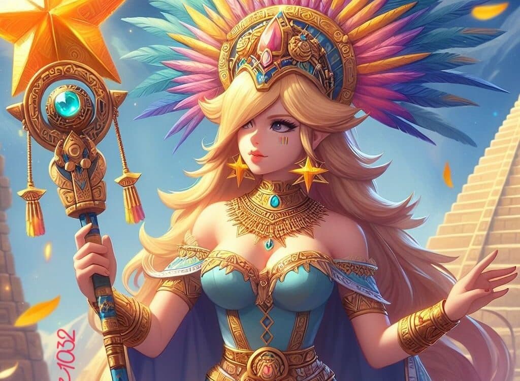 Rosalina de Super Mario Bros. se convierte en una diosa mexicana en fanart