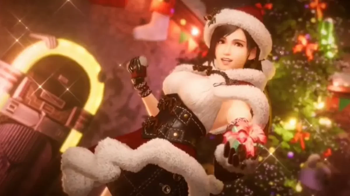 Animación de Tifa Lockhart en su atuendo navideño