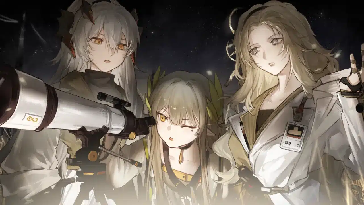 Arte oficial de Saria, Muelsyse y Kristen Wright en Arknights
