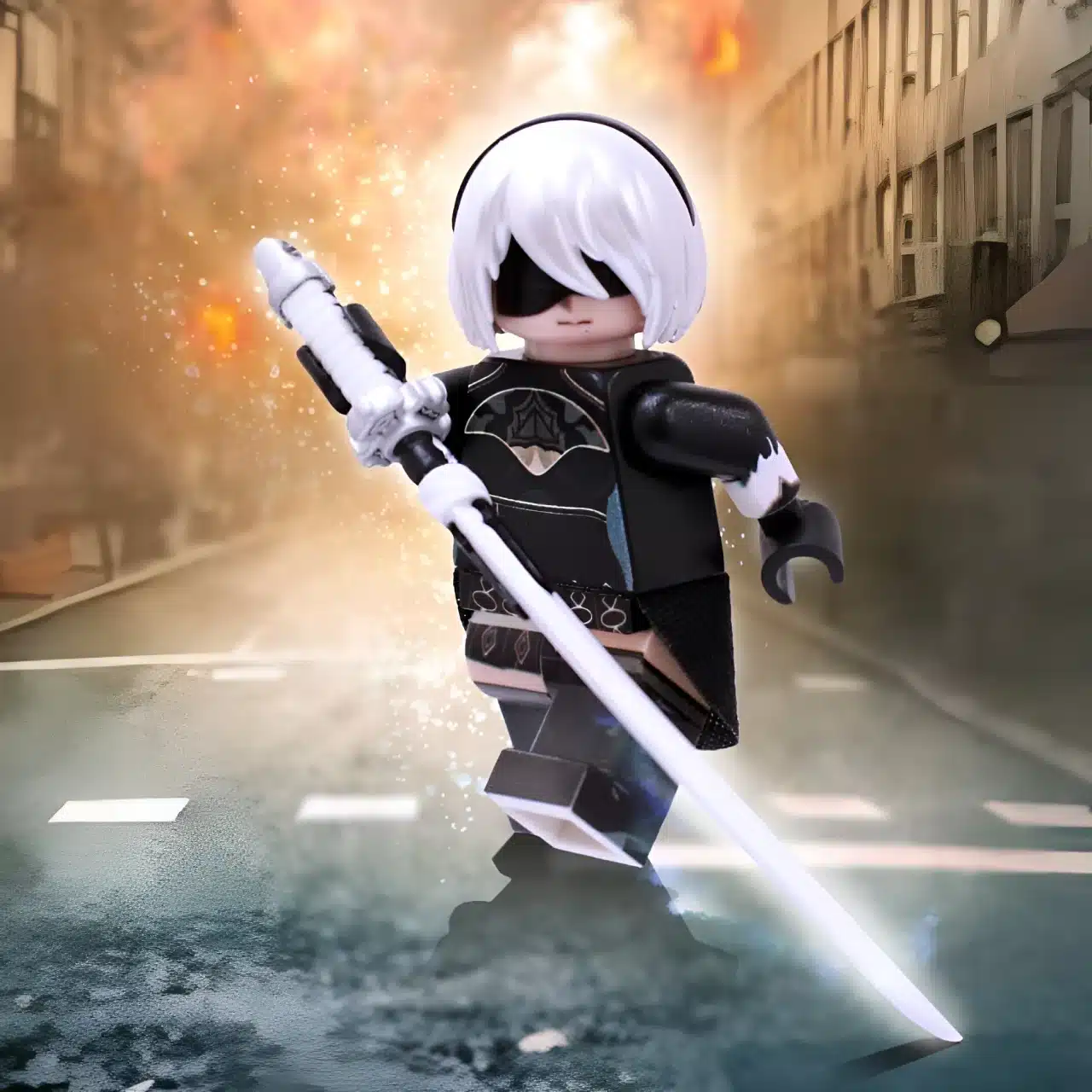 2B de NieR: Automata enamora en su figura LEGO hecha por fan