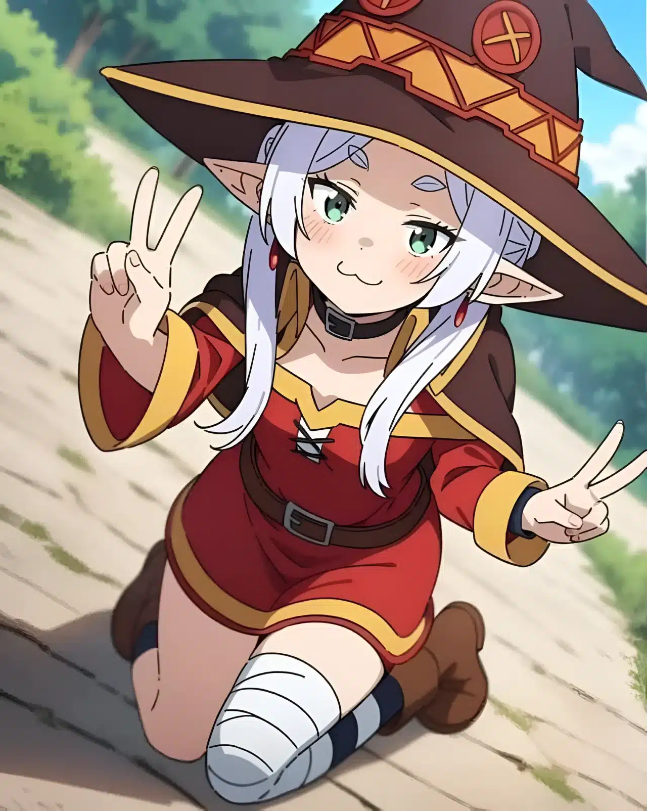 Waifus de Sousou no Frieren se visten como las de Konosuba! en fanarts