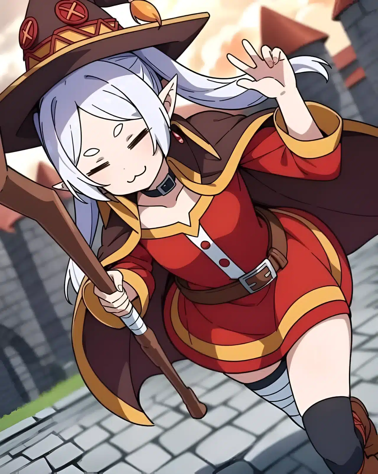 Waifus de Sousou no Frieren se visten como las de Konosuba! en fanarts