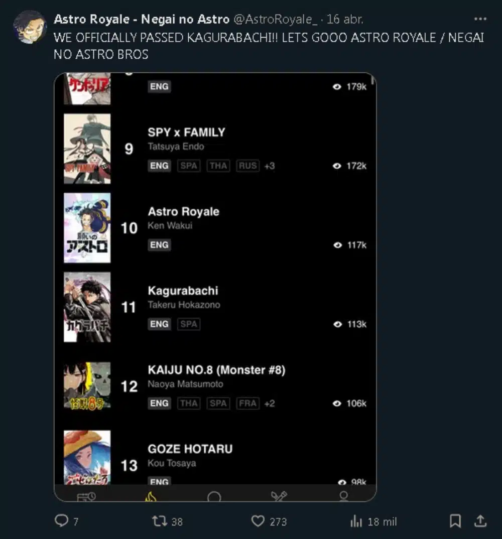 Negai no Astro twitter post captura 0101