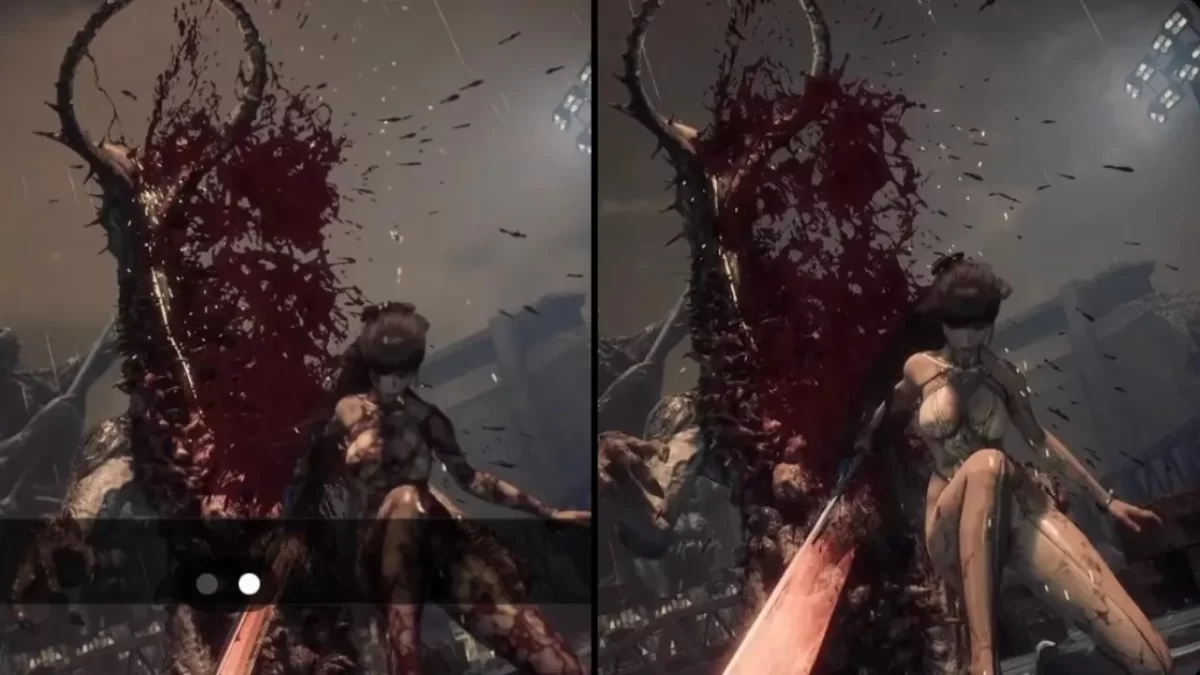 Comparative del gore en Stellar Blade.