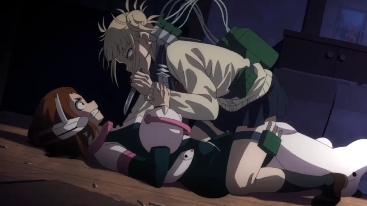 Himiko Toga luchando contra Ochacho Uraraka en el anime.