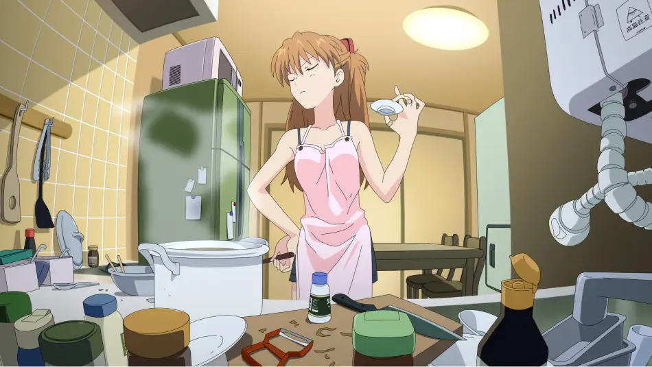 Escena de Asuka cocinando