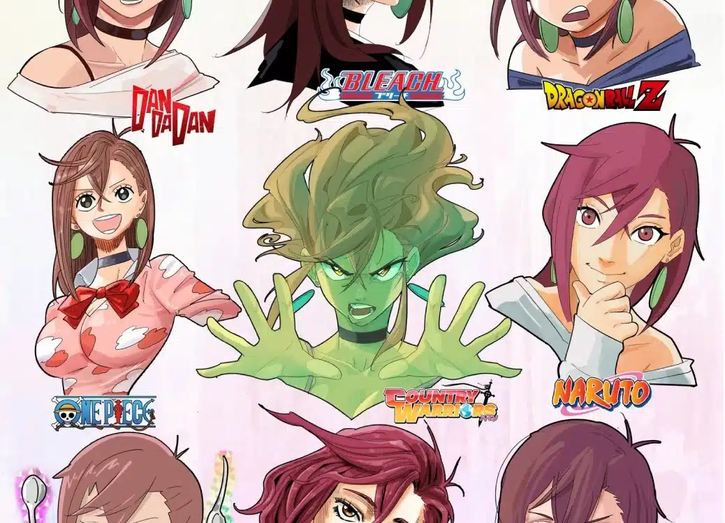 Momo Ayase de DAN DA DAN es dibujada en 9 estilos diferentes de anime