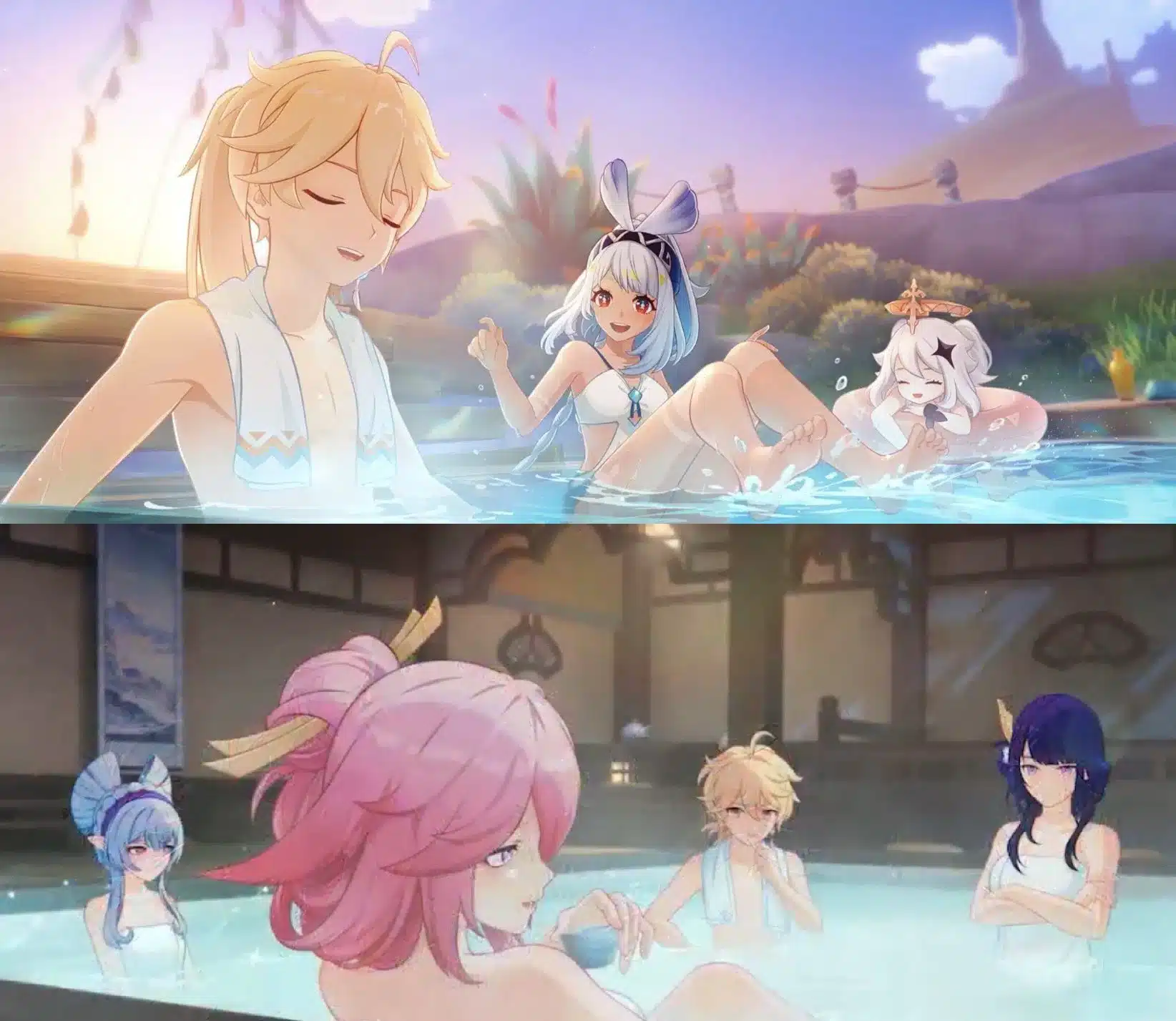 Genshin Impact: La escena del onsen mixto con “waifus” causa el enojo en redes