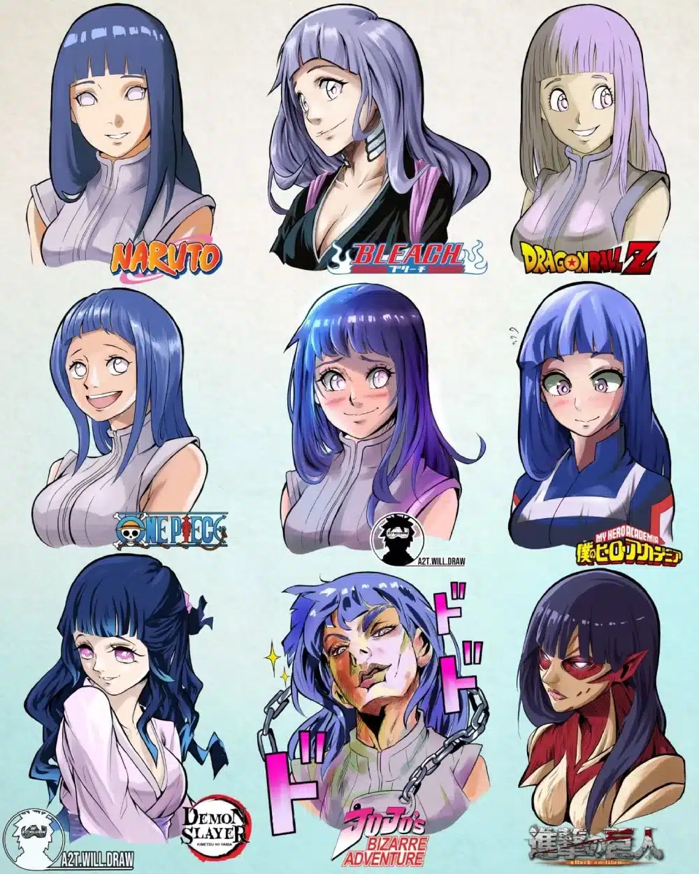 Así se vería Hinata Hyuga de Naruto en diferentes estilos anime
