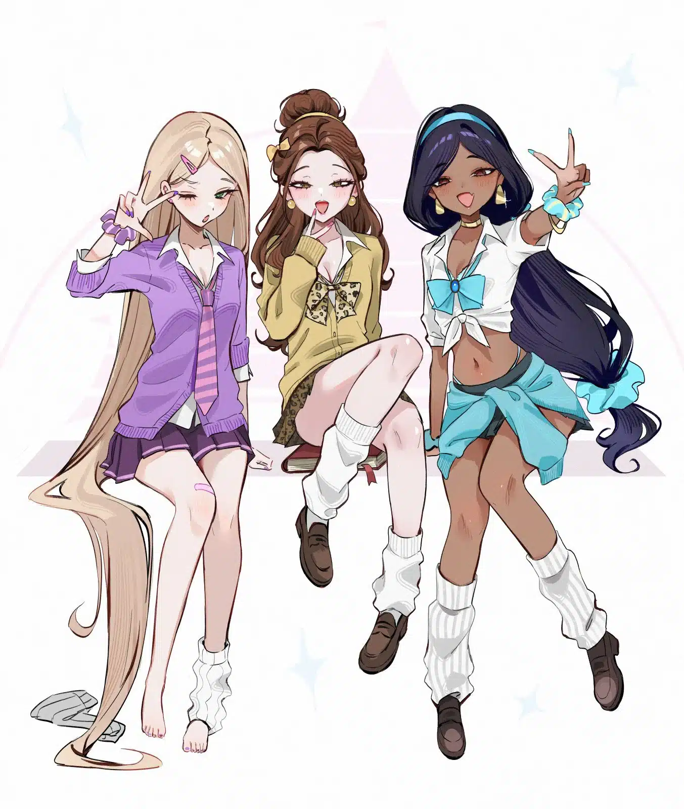 Las princesas de Disney se transforman en Gals al estilo anime gracias a fanarts