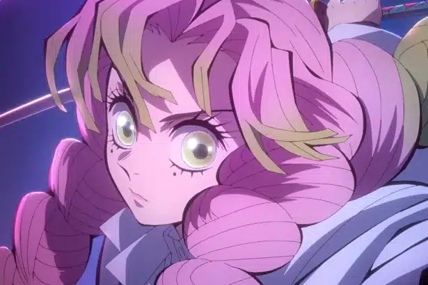 Mitsuri promotes the Demon Slayer: Kimetsu no Yaiba Infinity Castle film in visuals.
