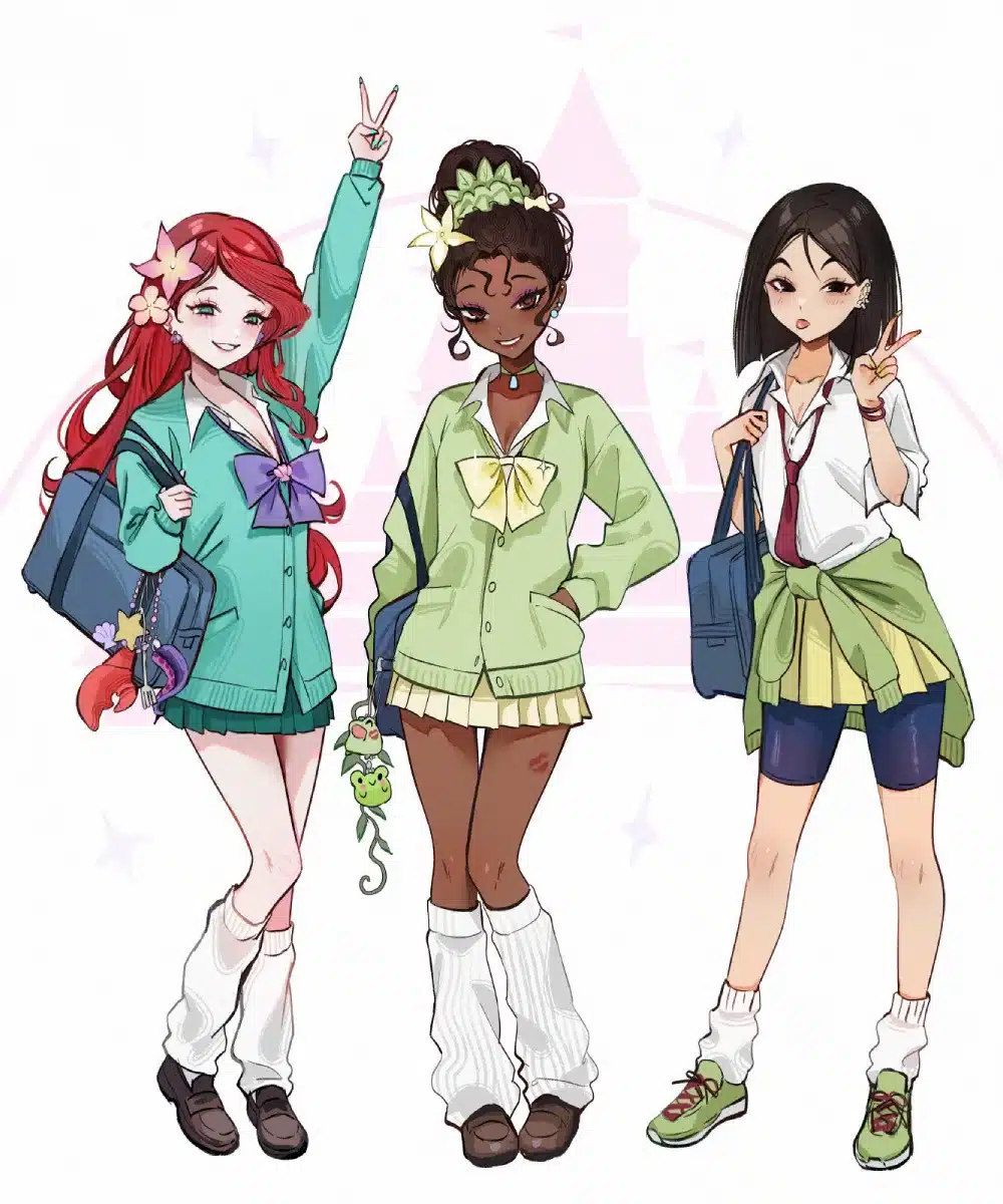 Una hermosa chica transforma a las princesas Disney en gyarus