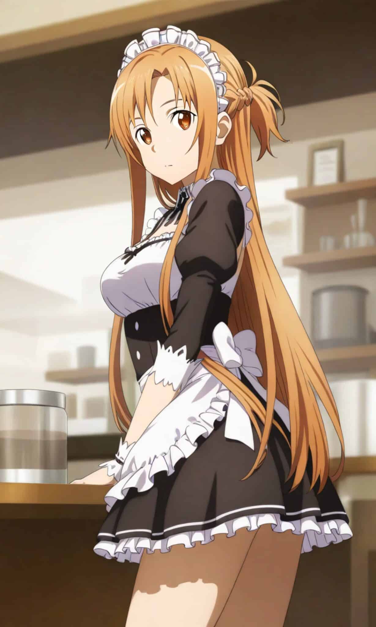 Sword Art Online: Asuna hace cosplay de una bella maid