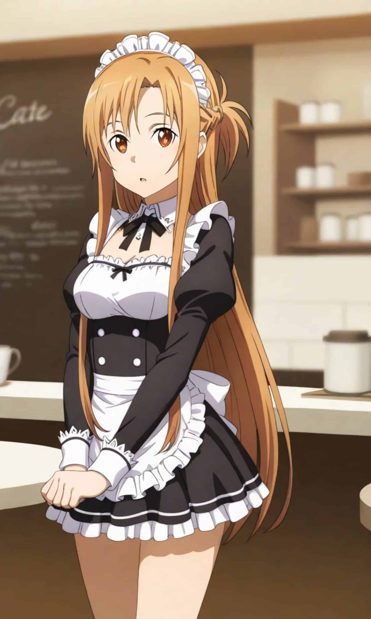 Sword Art Online: Asuna hace cosplay de una bella maid