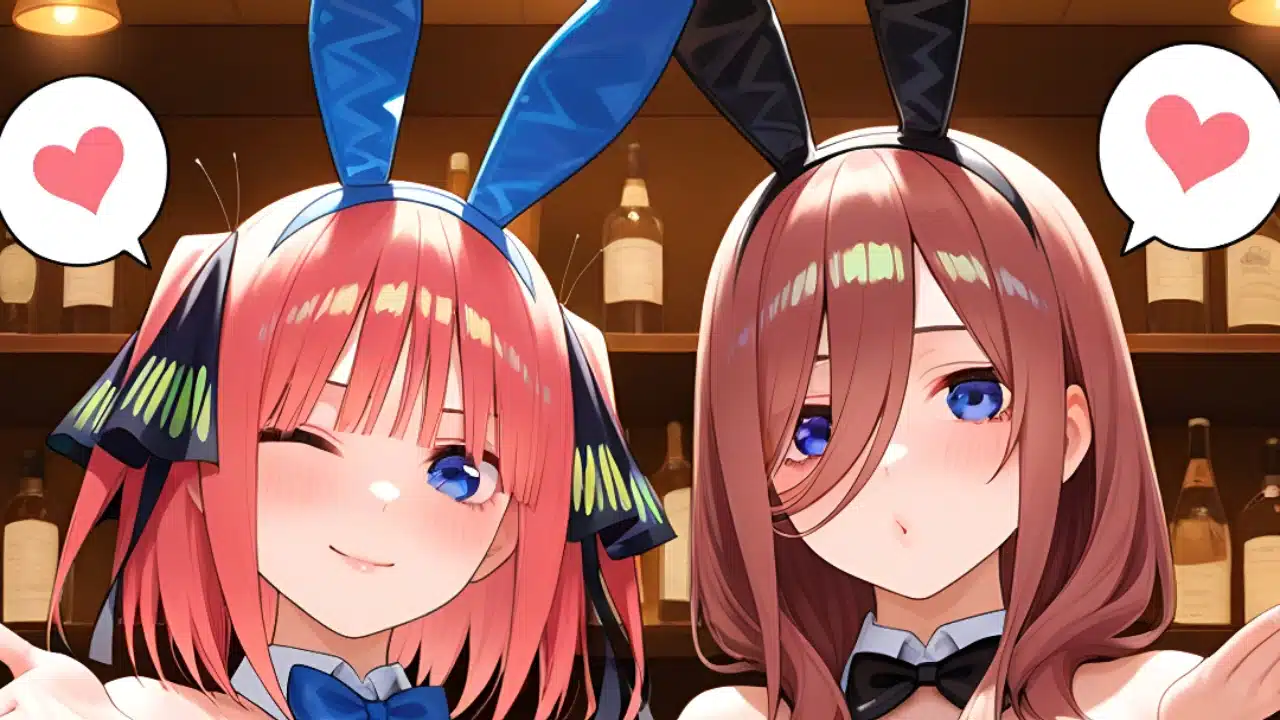 Miku and Nino from The Quintessential Quintuplets as bunny girls