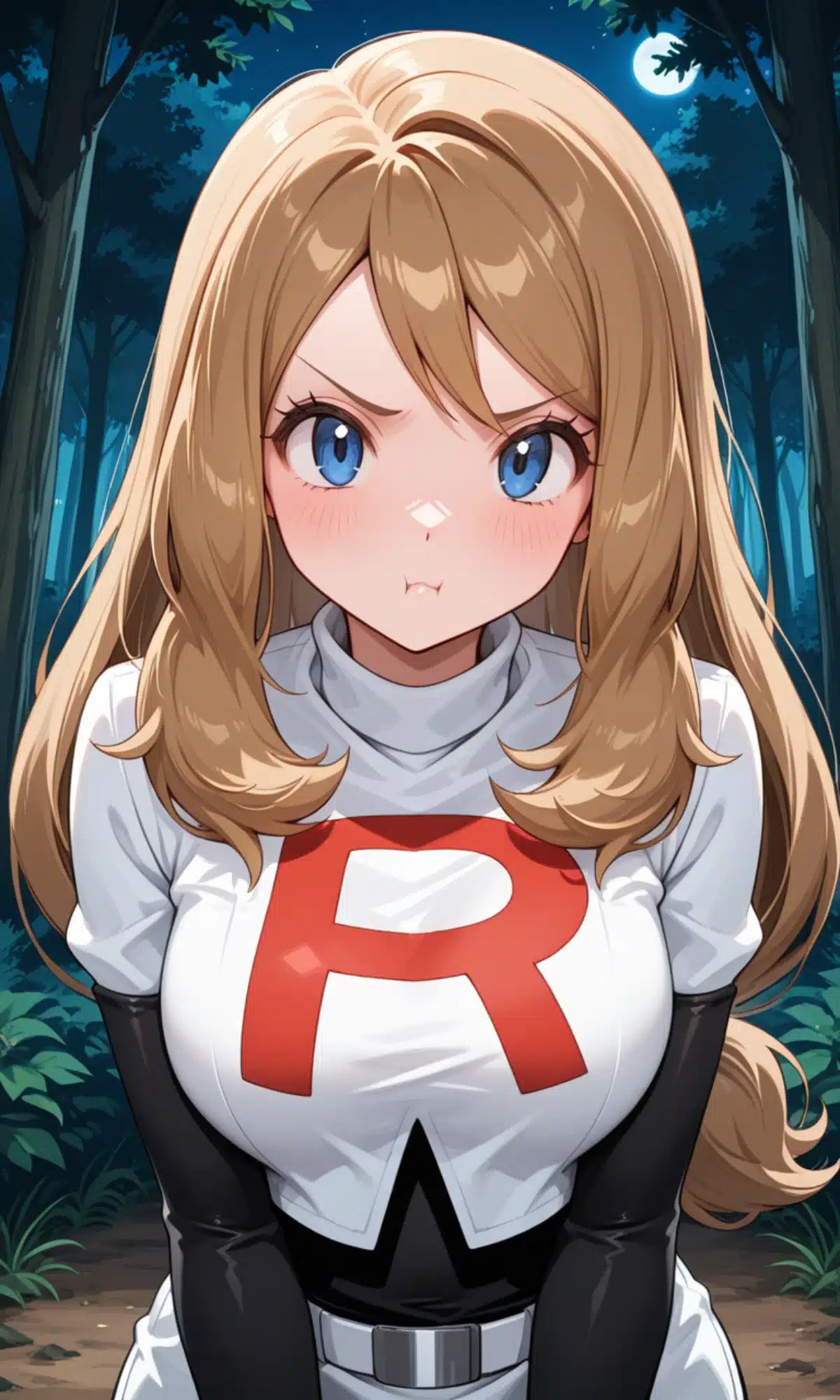 Serena dressed as a Team Rocket villain