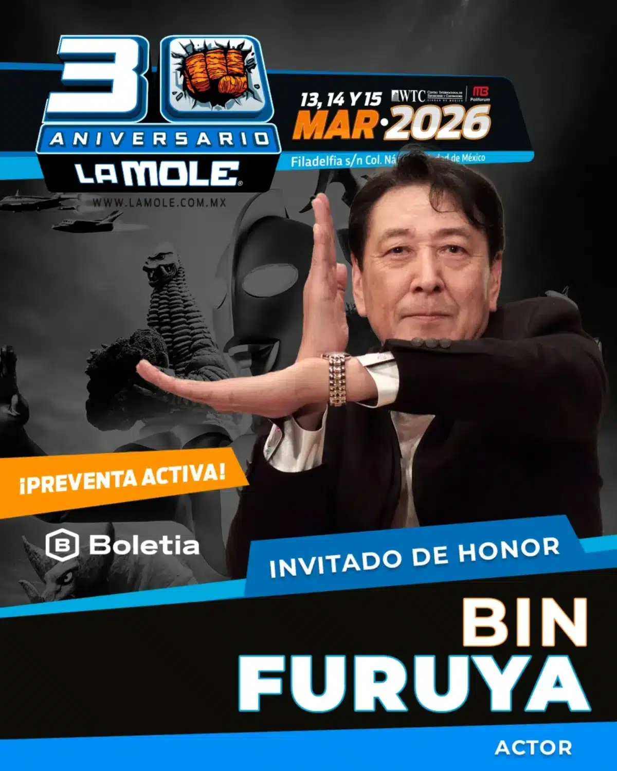 ¡La Mole celebra su 30 aniversario! Del 13 al 15 de marzo en el WTC CDMX. Invitados de Smallville, Scott Snyder, John Romita Jr. y más. ¡No te pierdas el evento pop más grande de México!